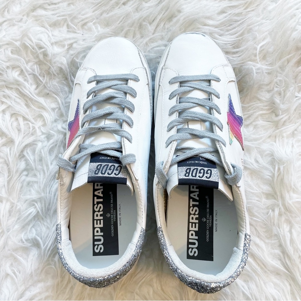 Golden Goose Superstar Rainbow Lace Up Sneaker size 40 NEW - Picture 8 of 14